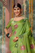 Banarasi Saree Moss Green Jacqaurd Banarasi Saree saree online