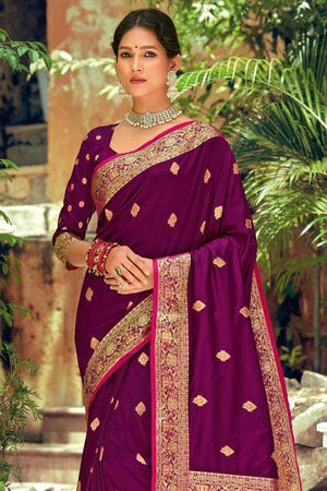 Mulberry Purple Banarasi Saree