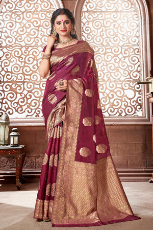 Mulberry Purple Banarasi Saree