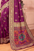 Banarasi Saree Mulberry Purple Banarasi Saree With Meenakari Work saree online