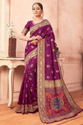 Banarasi Saree Mulberry Purple Banarasi Saree With Meenakari Work saree online