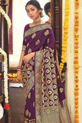 Banarasi Saree Mulberry Purple Jacquard Prints Banarasi Saree saree online