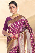 Banarasi Saree Mulberry Purple Printed Banarasi Saree saree online