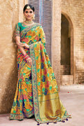 Banarasi Saree Multicolor Banarasi Saree With Embroidered Silk Blouse saree online