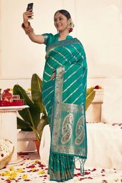 Munsell Blue Banarasi Saree