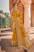Banarasi Saree Mustard Yellow Zari Woven Banarasi Saree saree online
