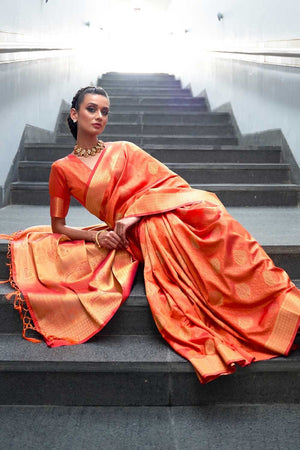 Navel Orange Banarasi Saree