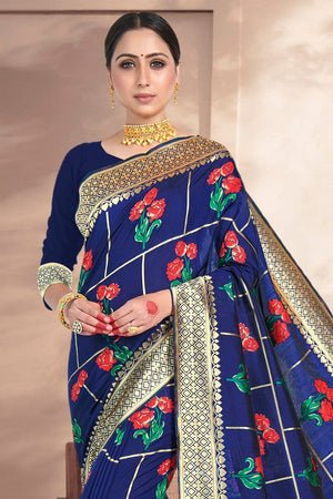 Navy Blue Banarasi Saree