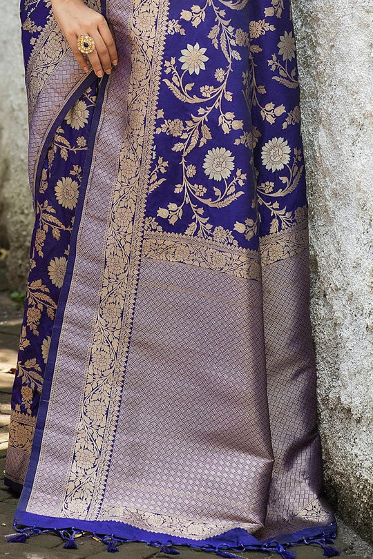 Navy Blue Banarasi Saree