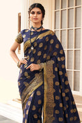 blue banarasi saree