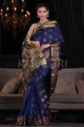 Navy Blue Zari Butta Woven Banarasi Saree