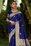 Banarasi Saree Navy Blue Zari Weaved Banarasi Saree saree online