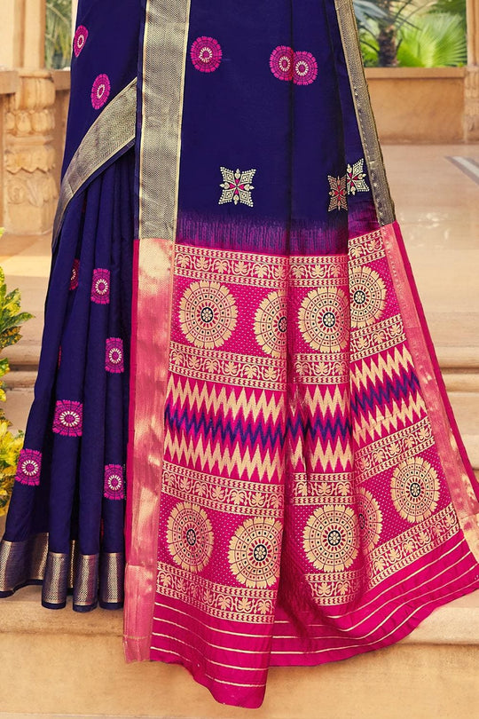 Banarasi Saree Navy Blue Zari Woven Banarasi Saree saree online