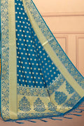 Ocean Blue And Yellow Banarasi Saree