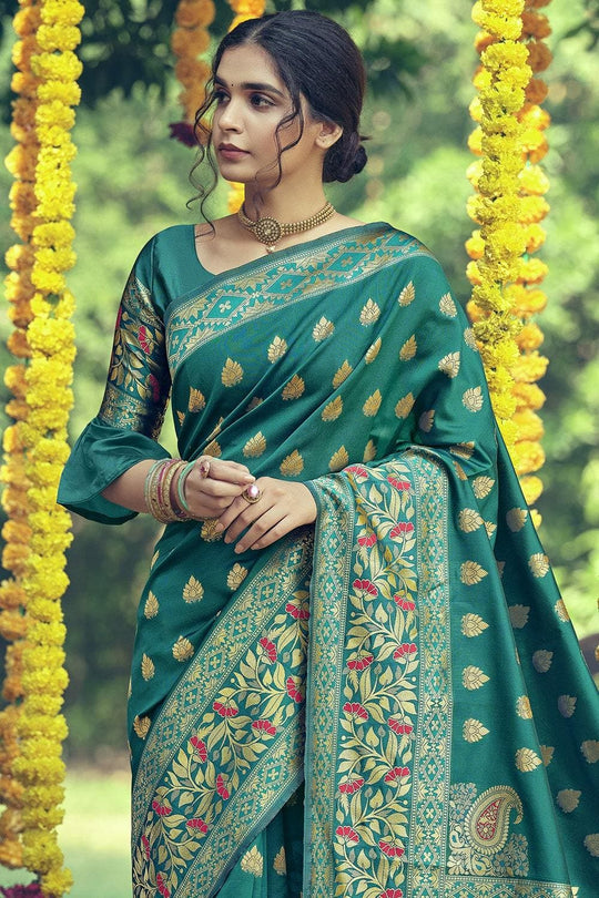 Ocean Blue Banarasi Saree