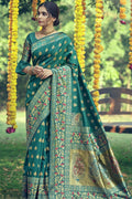 Ocean Blue Banarasi Saree