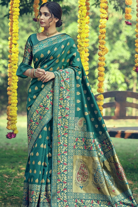 Ocean Blue Banarasi Saree