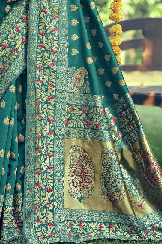 Ocean Blue Banarasi Saree
