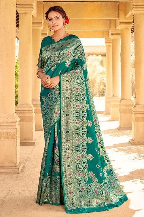 Banarasi Saree Ocean Blue Banarasi Saree saree online