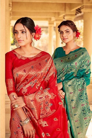 Ocean Blue Banarasi Saree
