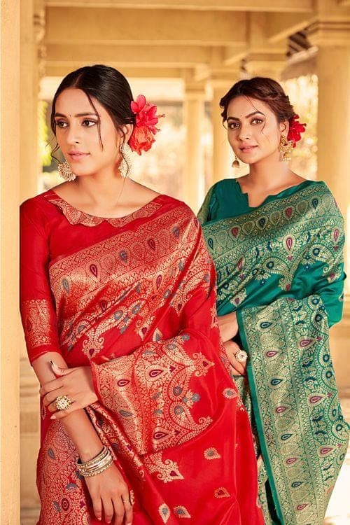 Banarasi Saree Ocean Blue Banarasi Saree saree online