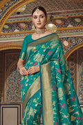 Banarasi Saree Ocean Blue Zari Woven Banarasi Saree saree online