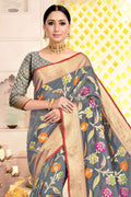 Olive Green Banarasi Cotton Saree