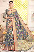 Olive Green Banarasi Cotton Saree