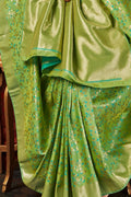 Buy Olive green zari woven banarasi saree online at best price - Karagiri