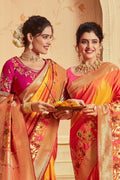orange banarasi saree