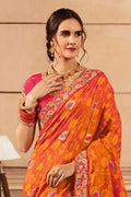 Banarasi Saree Orange Printed Banarasi Saree saree online