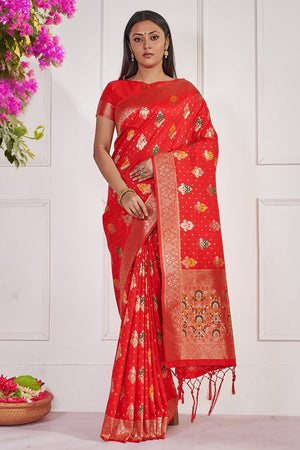 Orchid Red Banarasi Saree