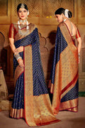 Banarasi Saree Oxford Blue Zari Woven Banarasi Saree saree online