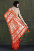 Banarasi Saree Papaya Orange Small Butta Woven Banarasi Saree saree online