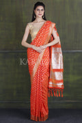 Banarasi Saree Papaya Orange Small Butta Woven Banarasi Saree saree online