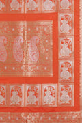 Banarasi Saree Papaya Orange Small Butta Woven Banarasi Saree saree online