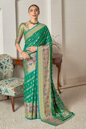 Parakeet Green Banarasi Saree