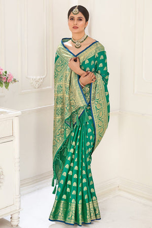 Parakeet Green Banarasi Saree
