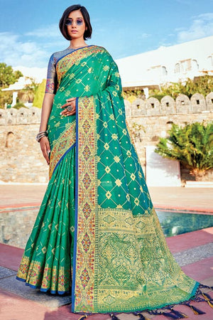 Parakeet Green Banarasi Saree