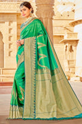 Buy Parakeet green zari woven banarasi saree online - karagiri
