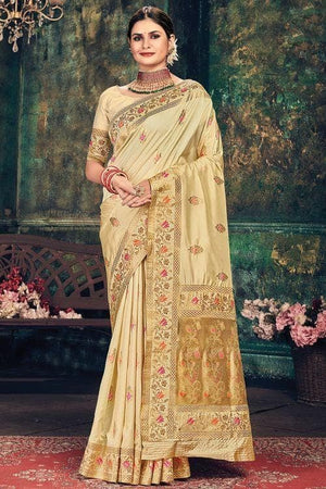 Parmesan Cream Banarasi Saree