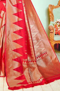 Banarasi Saree Pastel Red Zari Woven Banarasi Saree saree online