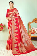Banarasi Saree Pastel Red Zari Woven Banarasi Saree saree online