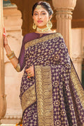 Buy Pastel violet  zari woven banarasi saree online - karagiri