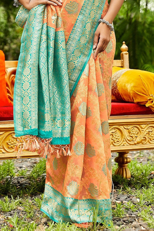 Banarasi Saree Peach Designer Banarasi Saree saree online