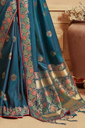 Banarasi Saree Peacock Blue Zari Woven Banarasi Saree saree online