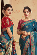Banarasi Saree Peacock Blue Zari Woven Banarasi Saree saree online