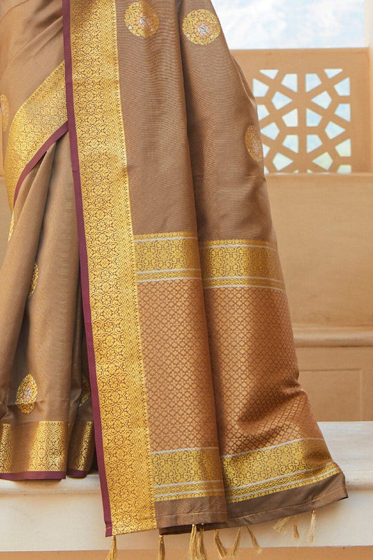 Banarasi Saree Peanut Brown Zari Woven Banarasi Saree saree online