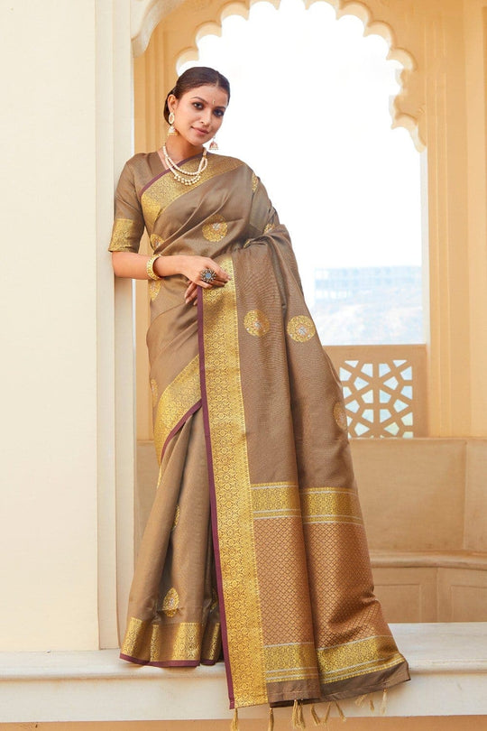 Banarasi Saree Peanut Brown Zari Woven Banarasi Saree saree online