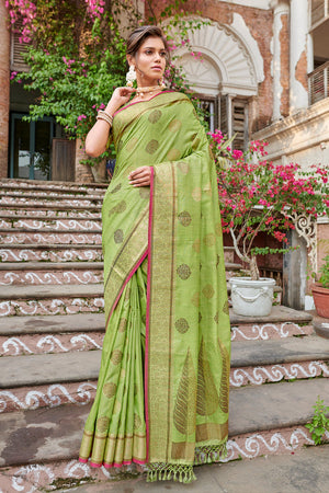Pear Green Banarasi Saree